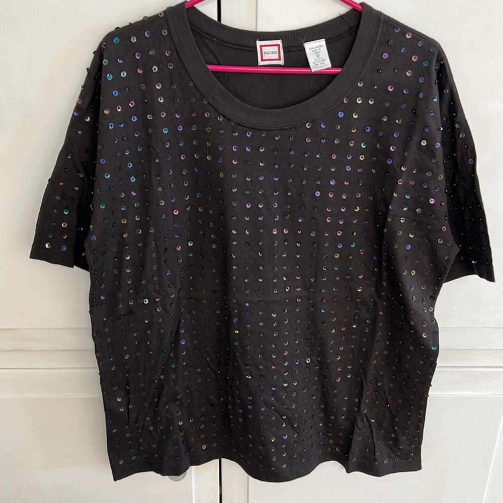6 For $10 Acer Women's Gray Sequin Tee - Picture 4 of 5